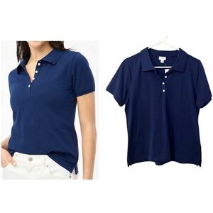 NWT J Crew Factory Piqué polo in Antique Blue Navy Womens shirt sz M style BN640